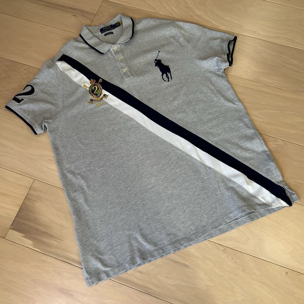 Polo Ralph Lauren Jersey Knit Shirt Sash Big Pony **Stain Shirt Sleeve Men’s 2XL - Picture 2 of 8